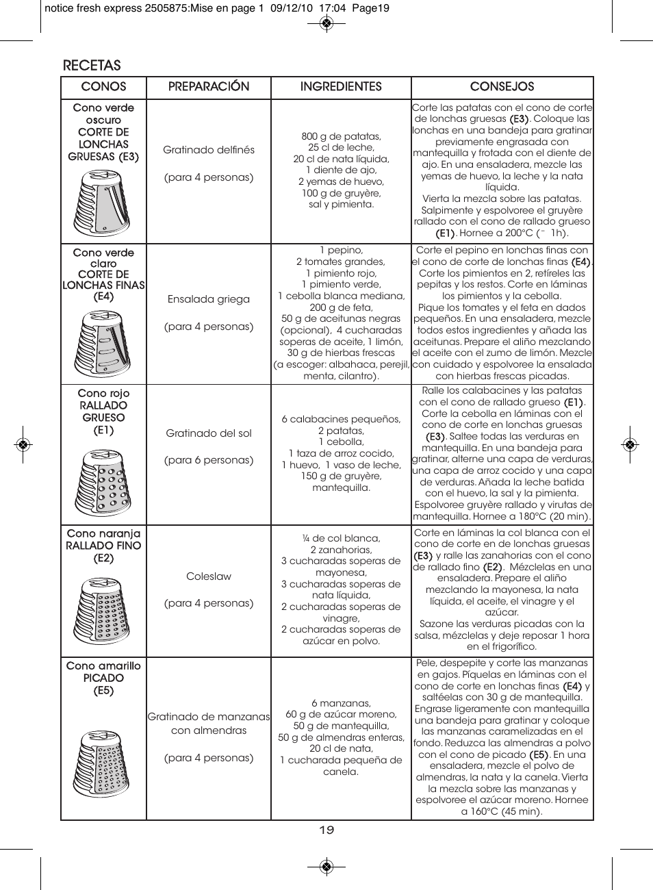Recetas | Moulinex FRESH EXPRESS DJ750G User Manual | Page 23 / 76