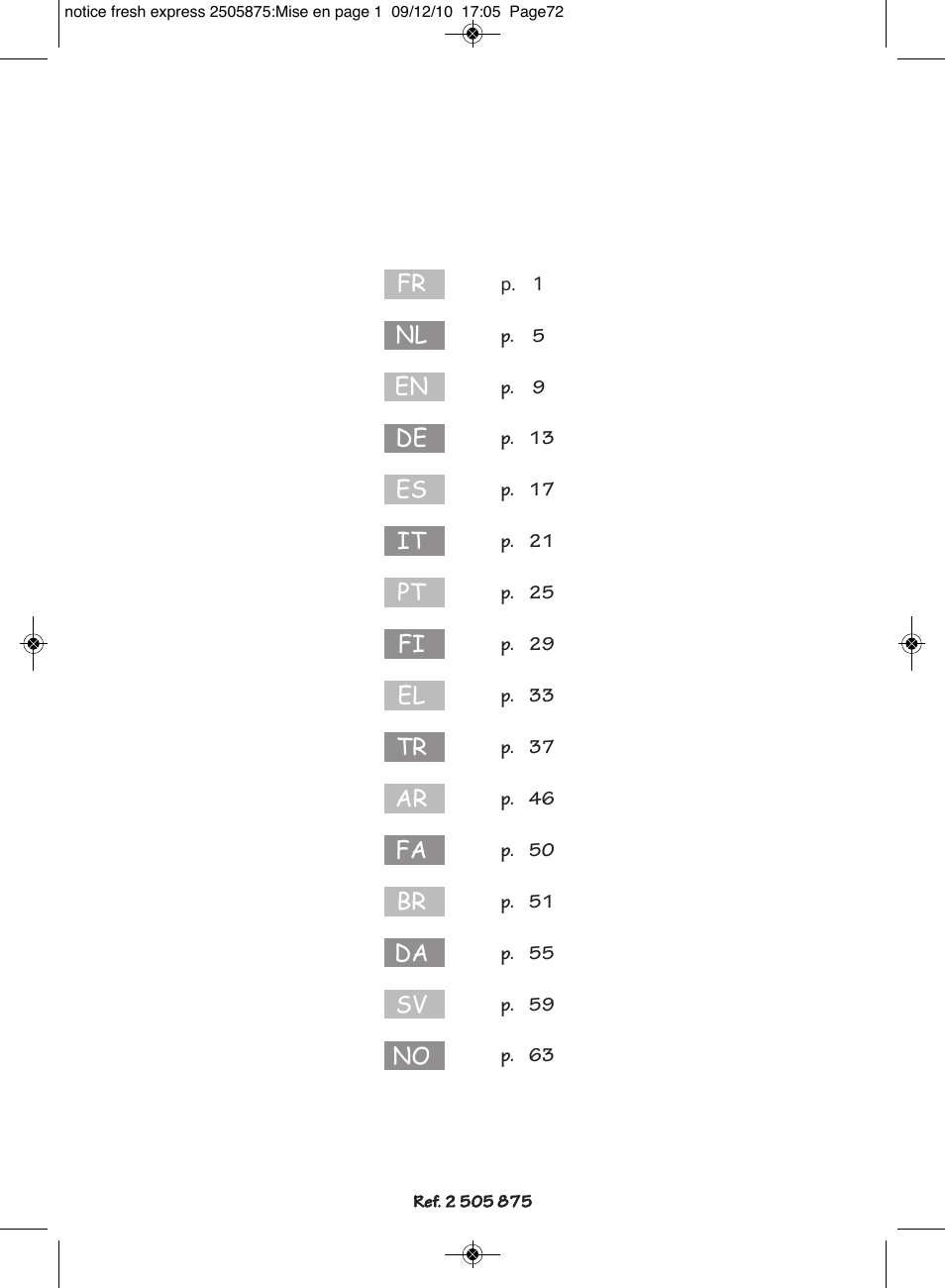 Moulinex FRESH EXPRESS DJ750G User Manual | Page 76 / 76