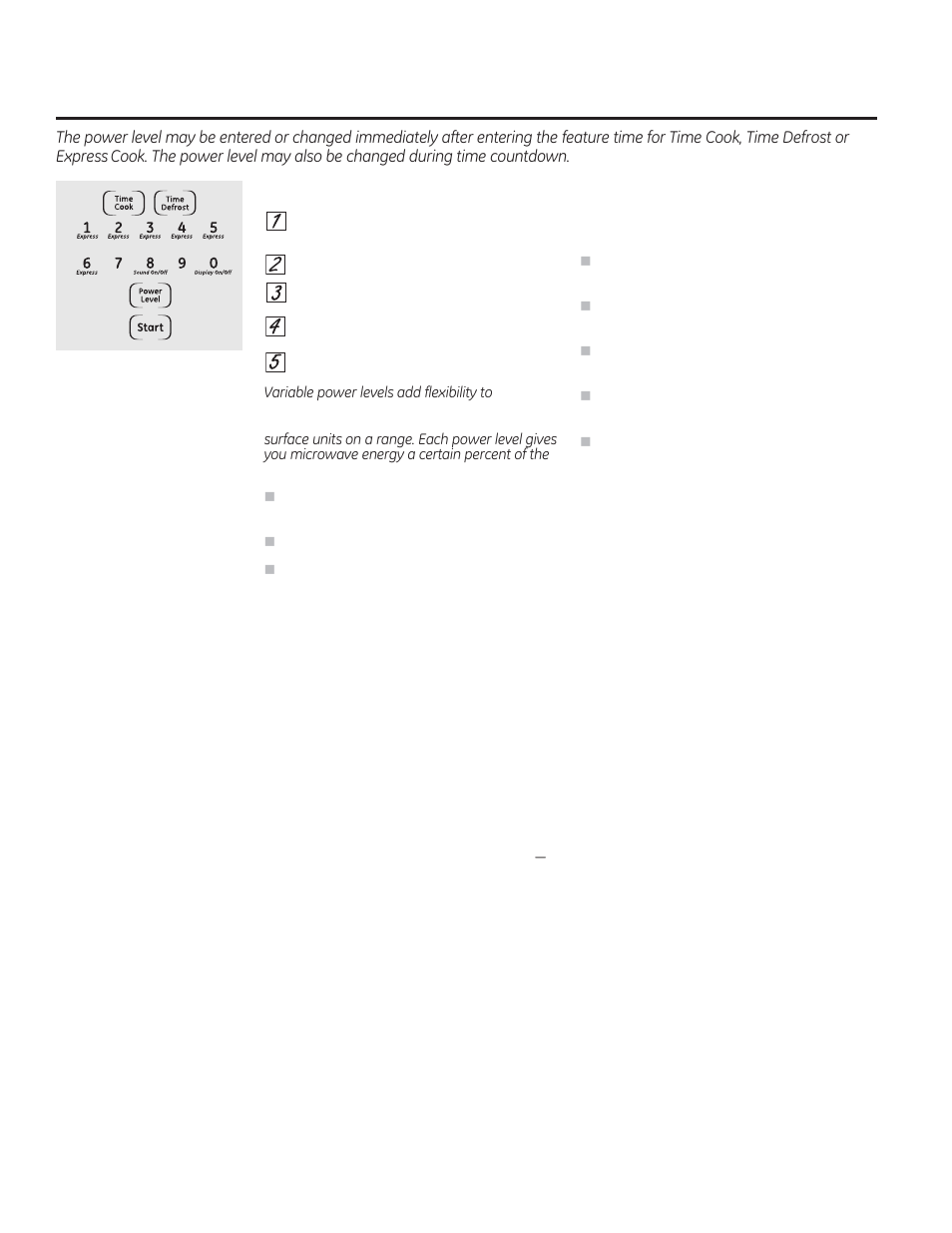 Changing the microwave power level | GE JTP90DPBB User Manual | Page 12 / 88