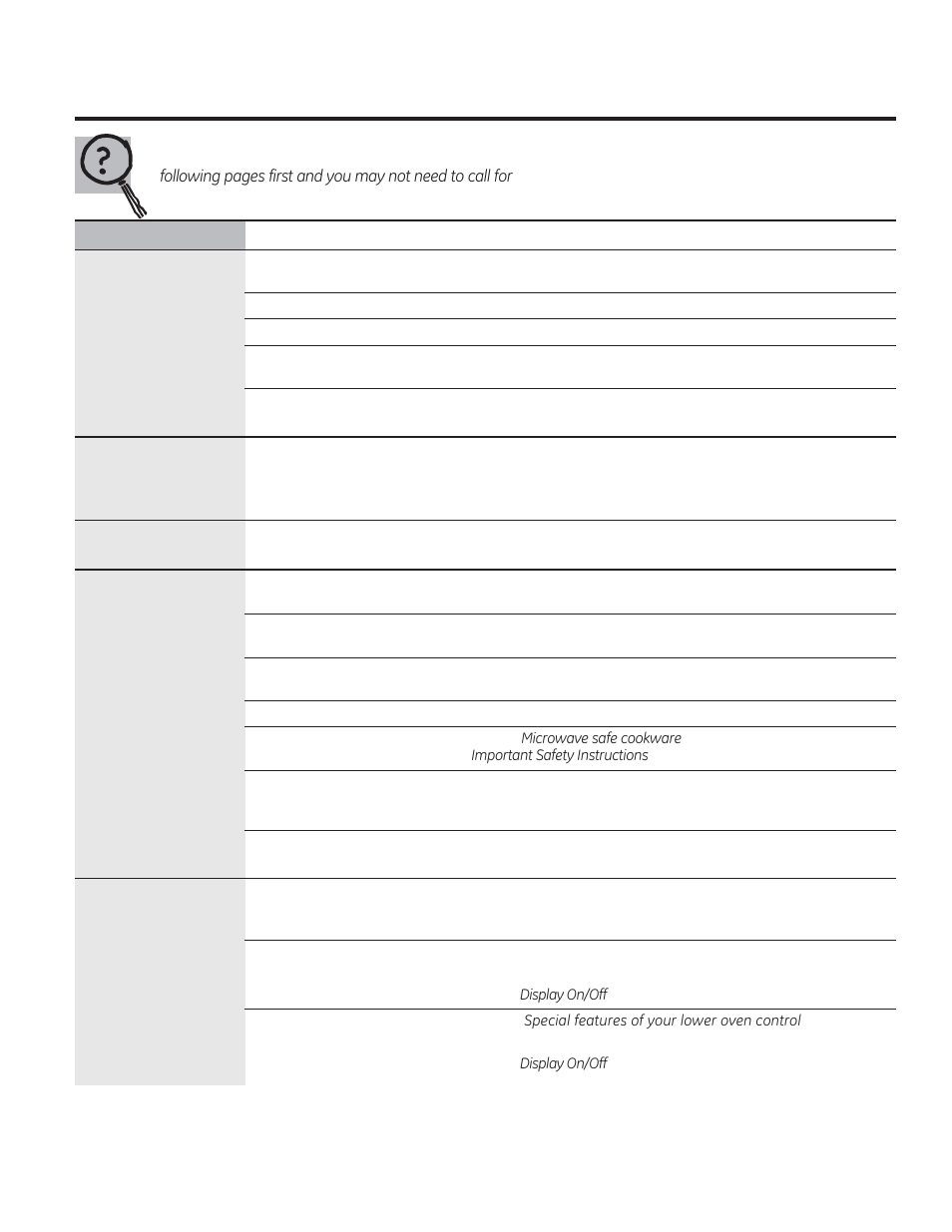 Before you call for service | GE JTP90DPBB User Manual | Page 39 / 88