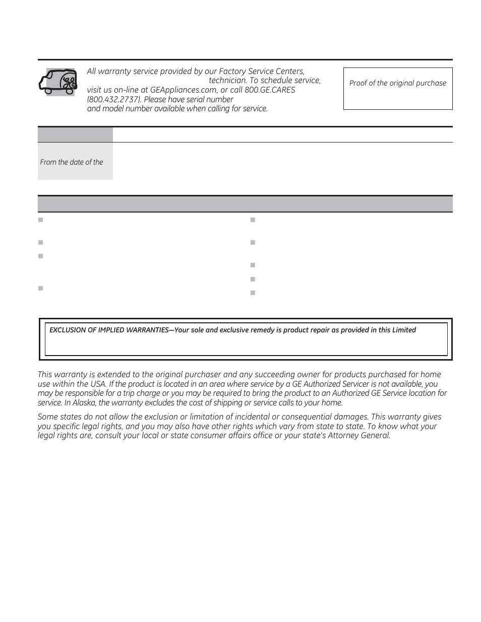 Ge built-in microwave cooking center warranty | GE JTP90DPBB User Manual | Page 43 / 88