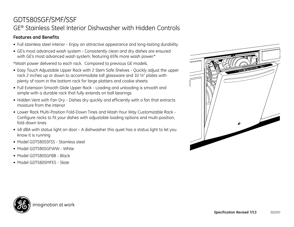 Gdt580sgf/smf/ssf | GE GDT580SSFSS User Manual | Page 2 / 2