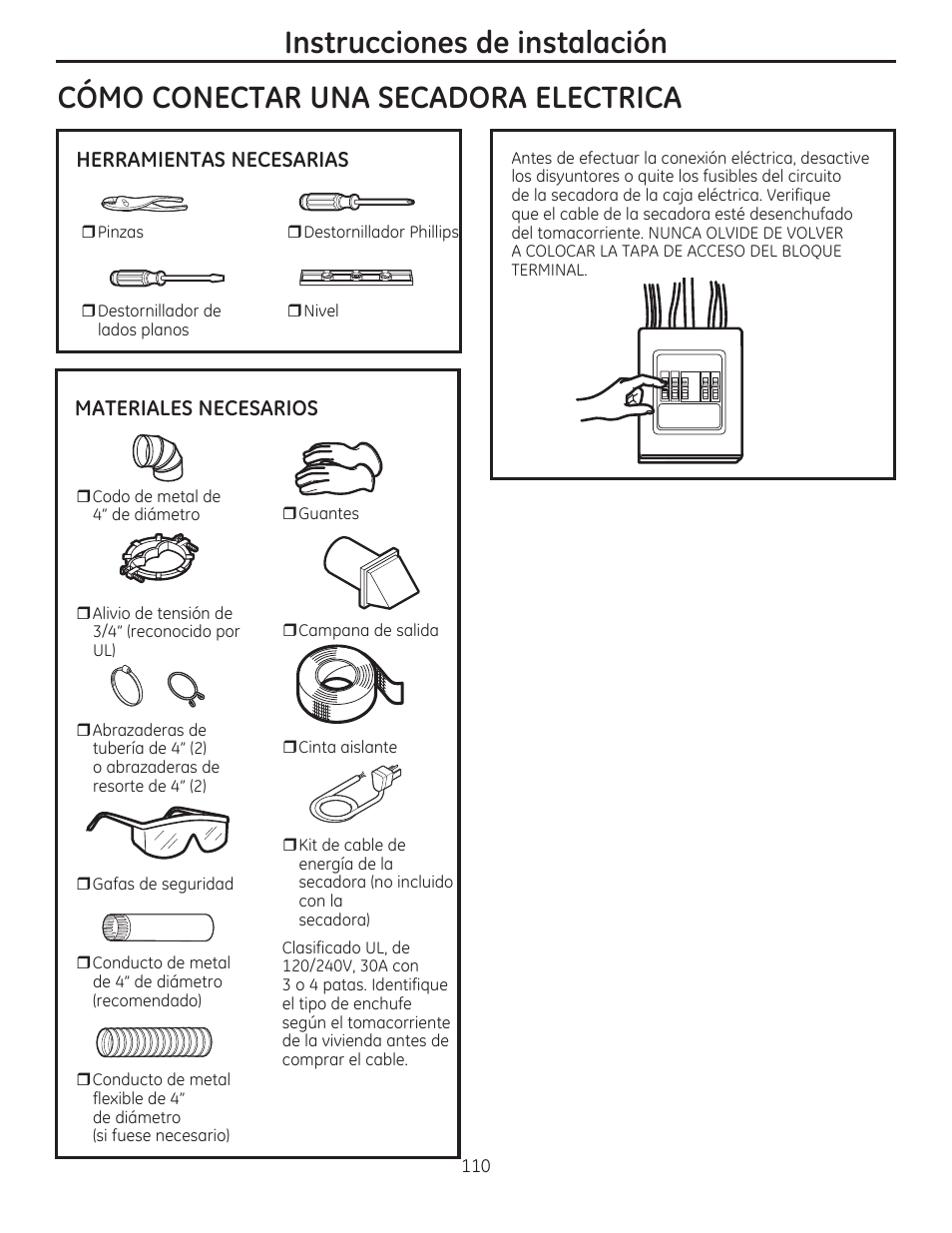 Materiales necesarios herramientas necesarias | GE GFDR480GFWW User Manual | Page 110 / 144