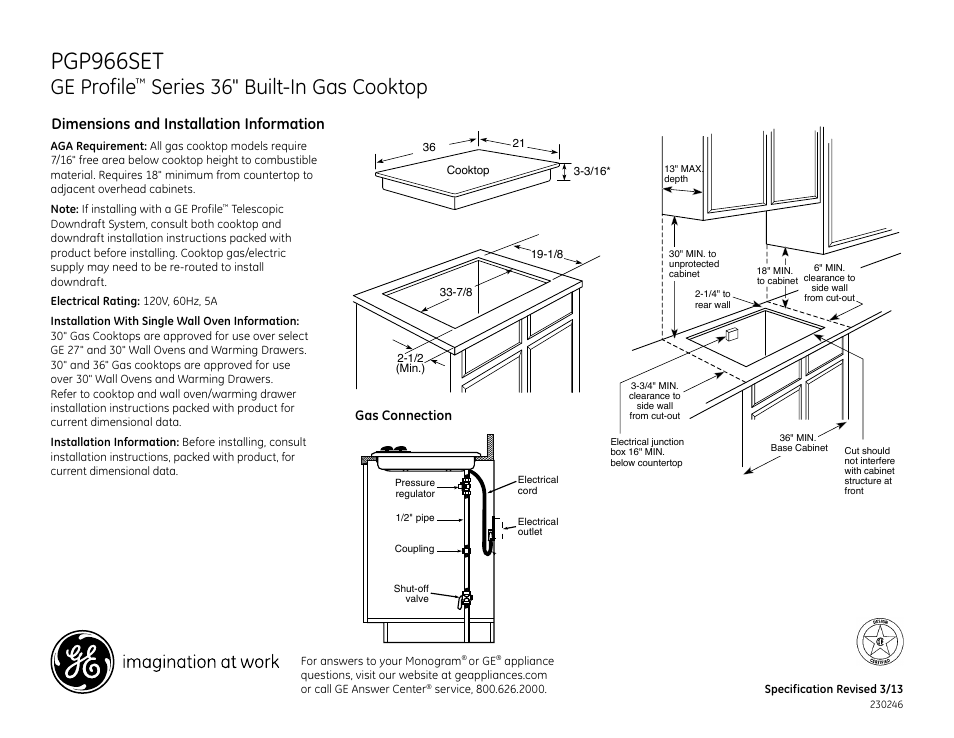 GE PGP966SETSS User Manual | 2 pages