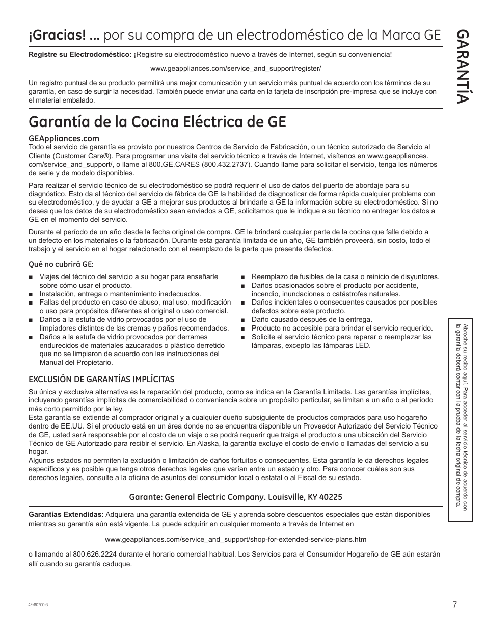 Garantía, Garantía de la cocina eléctrica de ge | GE JSS28DNBB User Manual | Page 31 / 48