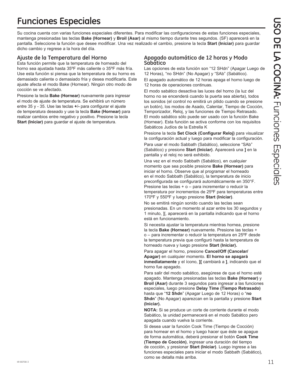 Uso de la cocina: funciones especiales, Funciones especiales | GE JSS28DNBB User Manual | Page 35 / 48