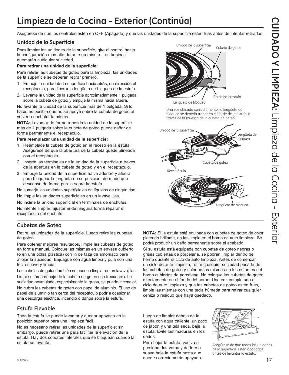Limpieza de la cocina - exterior (continúa) | GE JSS28DNBB User Manual | Page 41 / 48