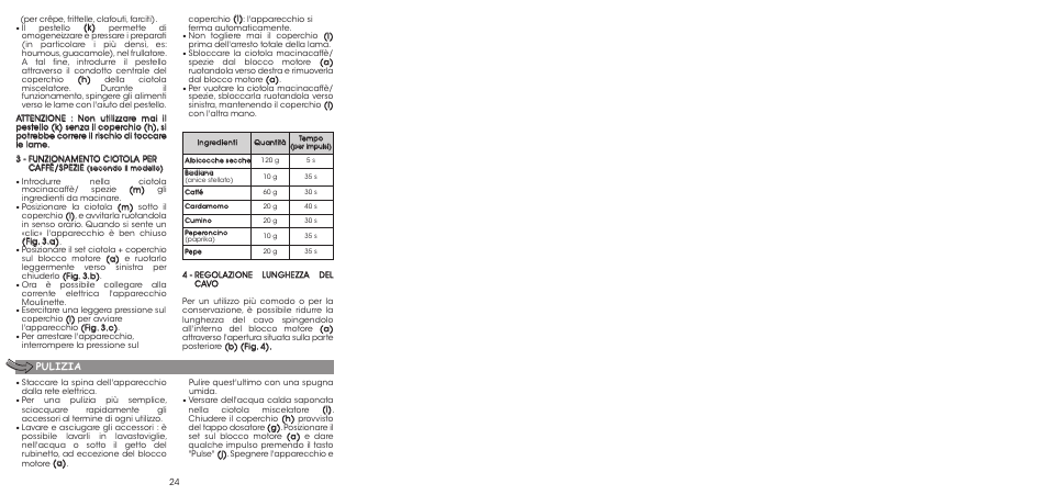 Pulizia | Moulinex LA MOULINETTE DP700G User Manual | Page 26 / 84