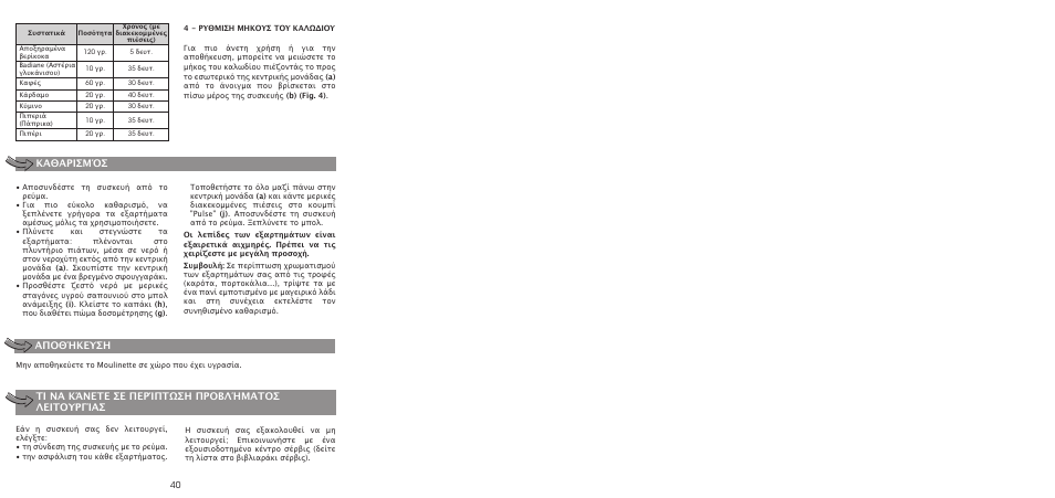 Καθαρισμόσ | Moulinex LA MOULINETTE DP700G User Manual | Page 42 / 84