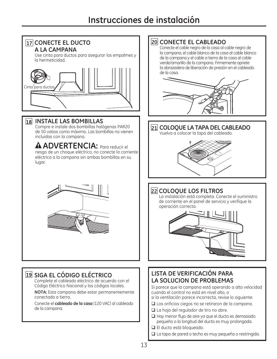 Instrucciones de instalación, Advertencia | GE JV566HSS User Manual | Page 33 / 36