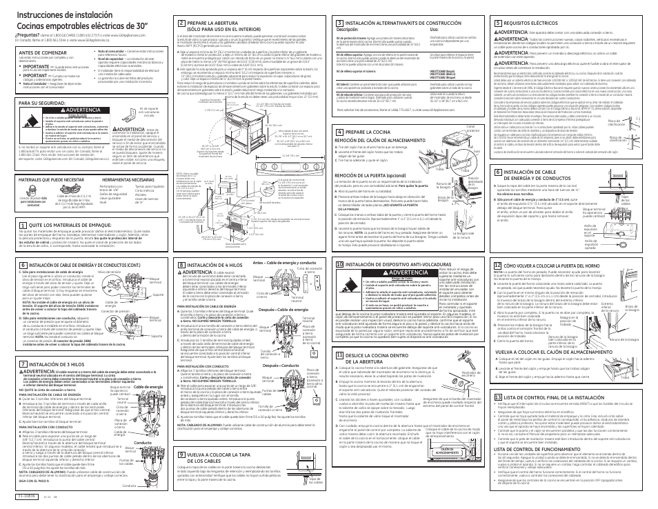 Advertencia | GE JSP39DNCC User Manual | Page 2 / 2