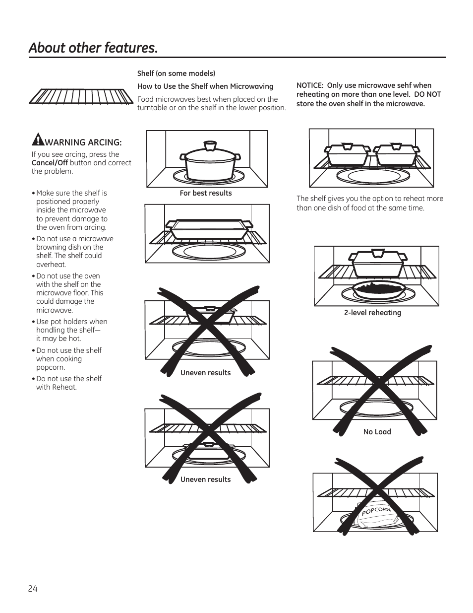 About other features | GE JVM6172RFSS User Manual | Page 24 / 60