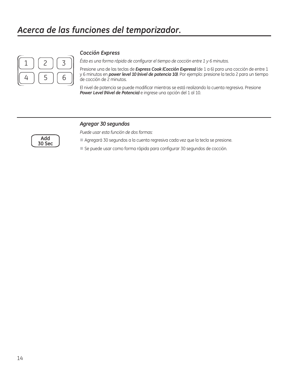 Acerca de las funciones del temporizador | GE JVM6172RFSS User Manual | Page 46 / 60