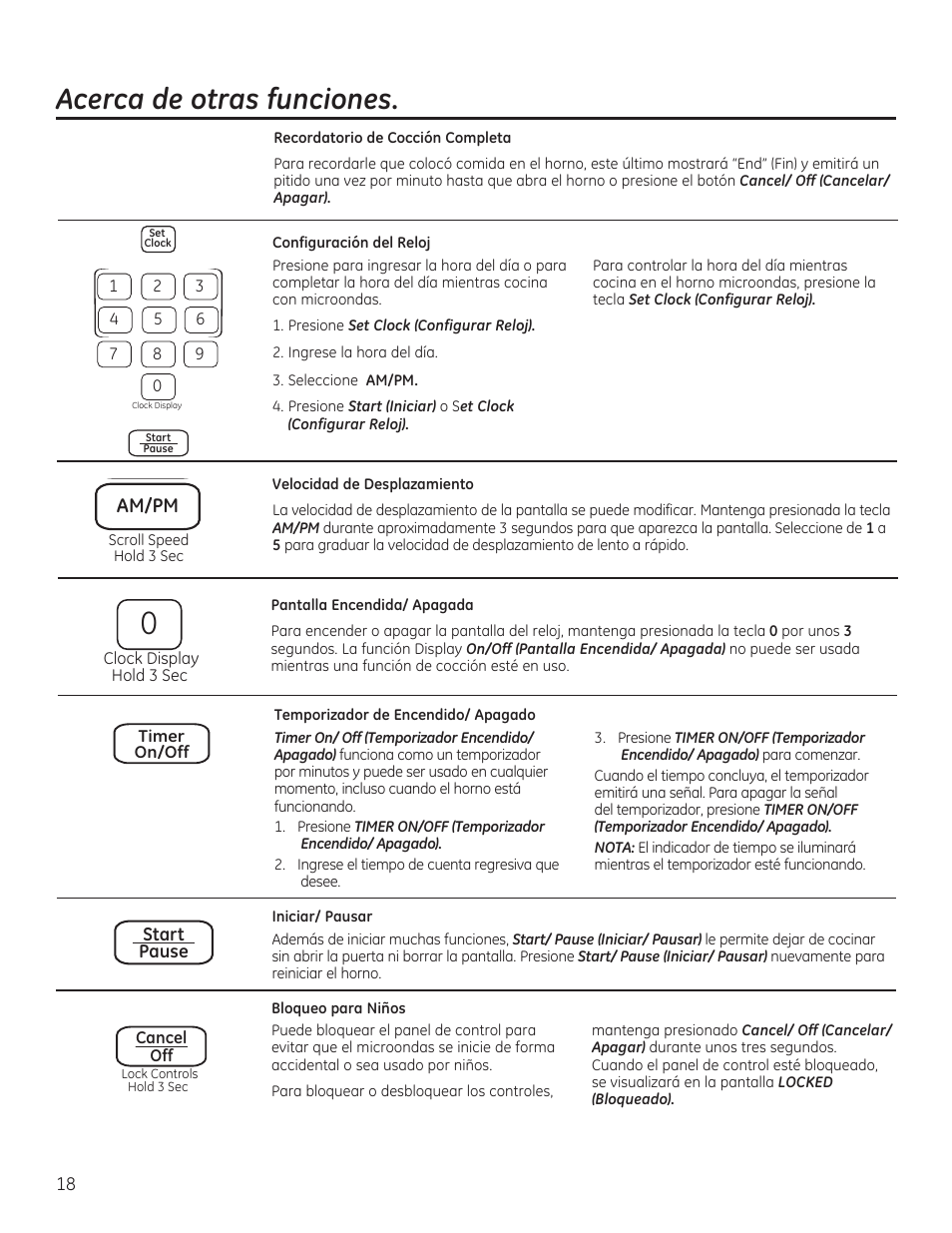 Acerca de otras funciones, Am/pm | GE JVM6172RFSS User Manual | Page 50 / 60