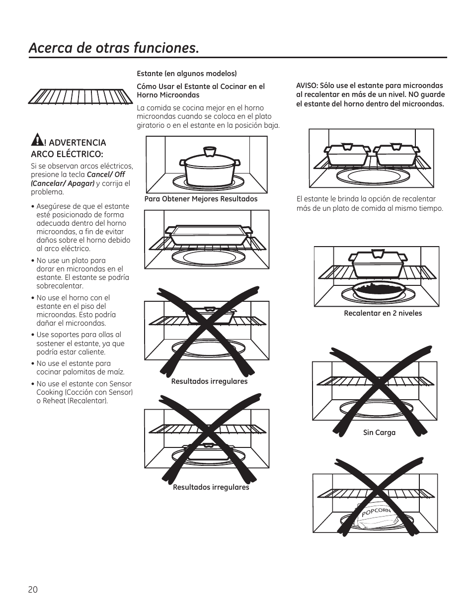 Acerca de otras funciones | GE JVM6172RFSS User Manual | Page 52 / 60