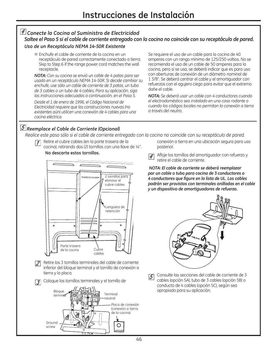 Instrucciones de instalación | GE C2S985SETSS User Manual | Page 106 / 120