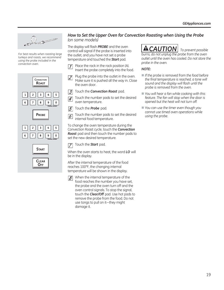 Acaution, Sacaution | GE C2S985SETSS User Manual | Page 19 / 120