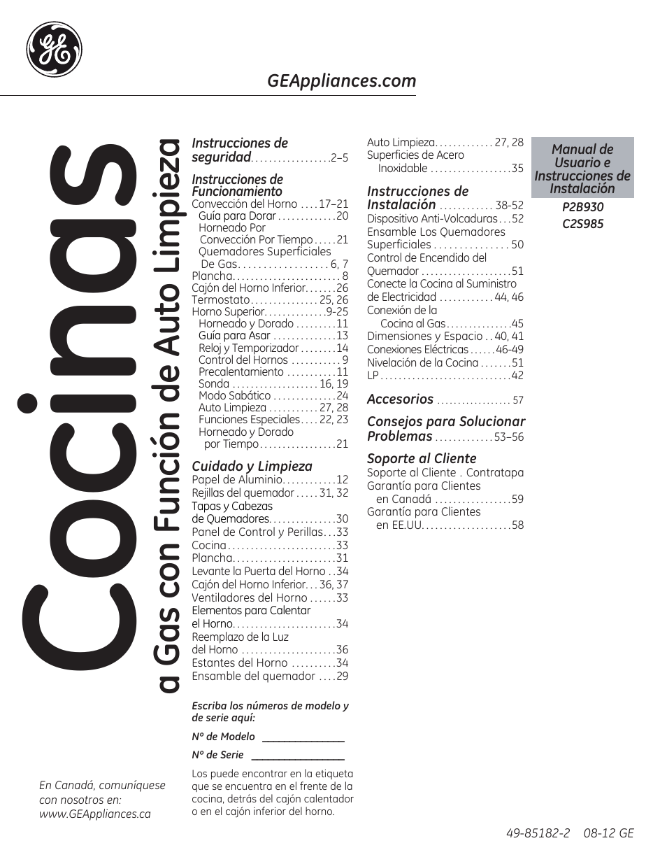D 'o | GE C2S985SETSS User Manual | Page 61 / 120