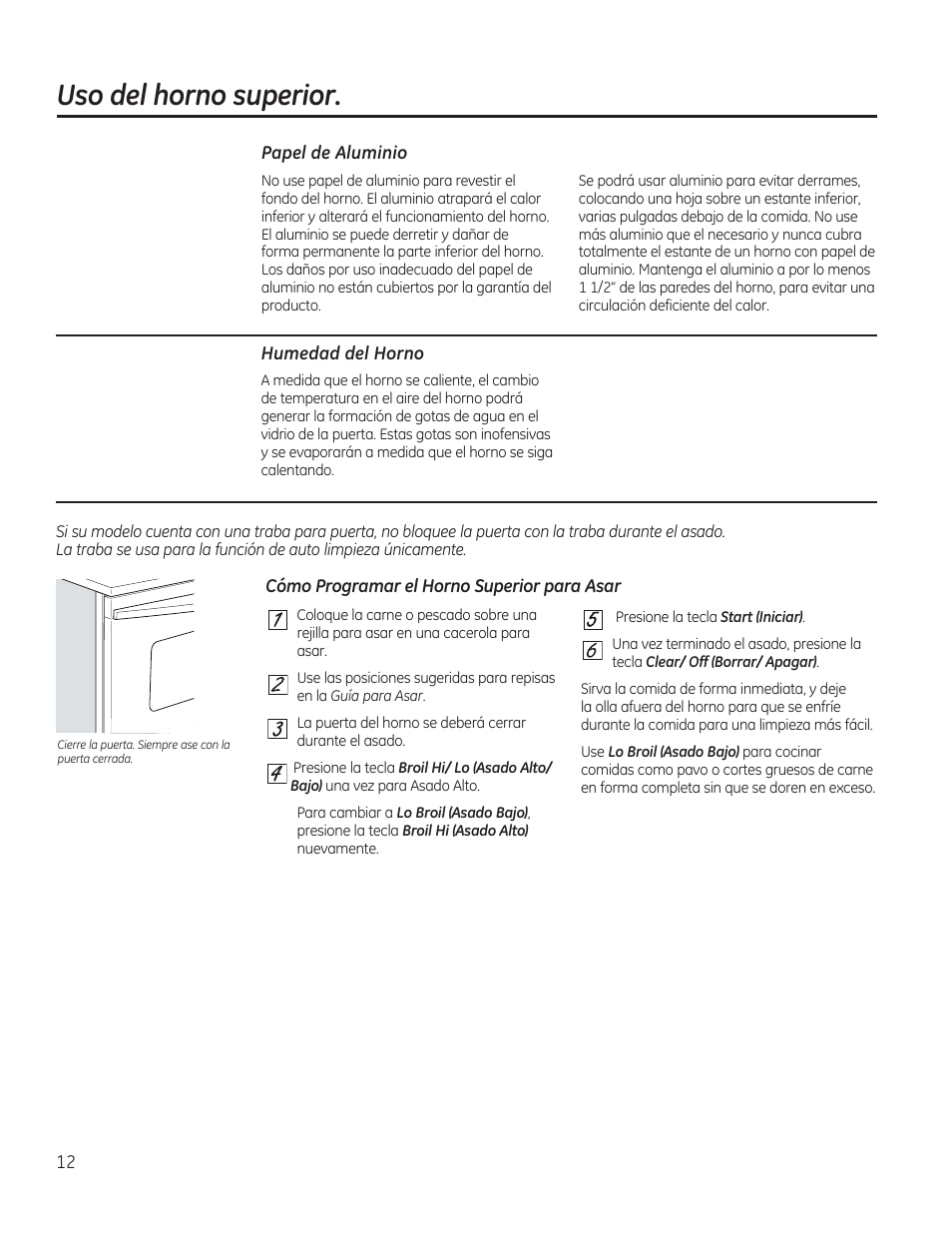 Uso del horno superior, Cómo programar el horno superior para asar | GE C2S985SETSS User Manual | Page 72 / 120