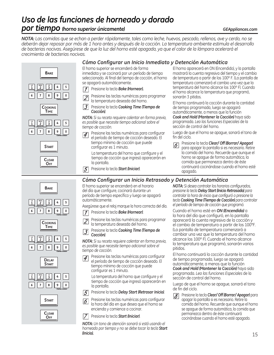 Uso de las fundones de horneado y dorado, Por tiempo (horno superior únicamente), Ш и ш и ш | Horno superior únicamente) | GE C2S985SETSS User Manual | Page 75 / 120