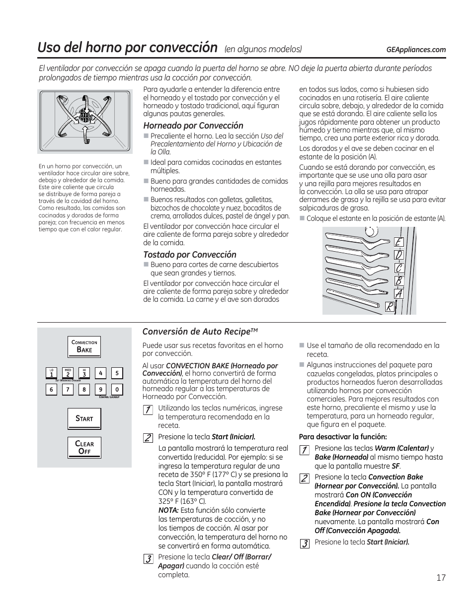 Horneado por convección, Tostado por convección, H 0 h h 0 | Conversión de auto recipe, Uso del horno por convección | GE C2S985SETSS User Manual | Page 77 / 120