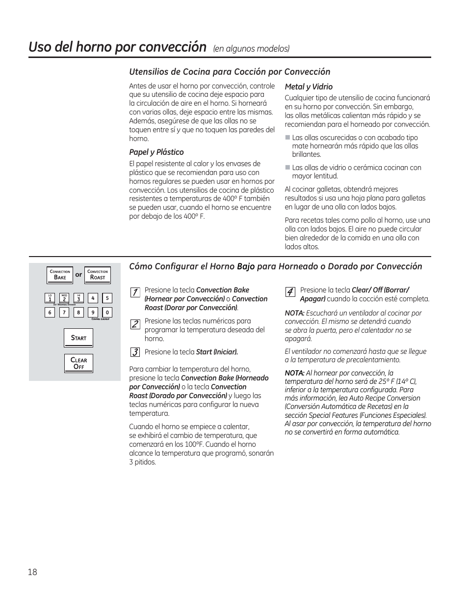 A a [ 2 [ii0, Uso del horno por convección | GE C2S985SETSS User Manual | Page 78 / 120