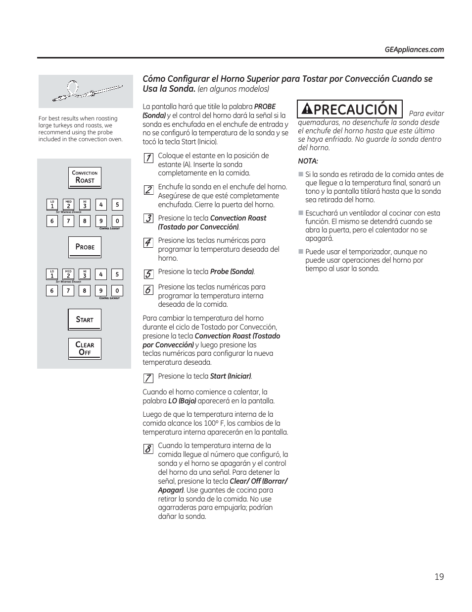 Precaución | GE C2S985SETSS User Manual | Page 79 / 120