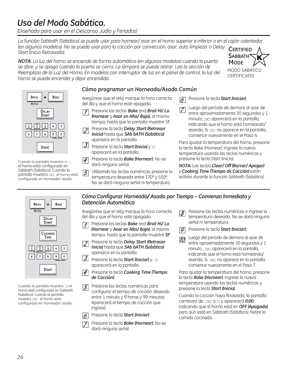 Uso del modo sabàtico, Cómo programar un horneado/asado común, Щшшиш | Ertified | GE C2S985SETSS User Manual | Page 84 / 120