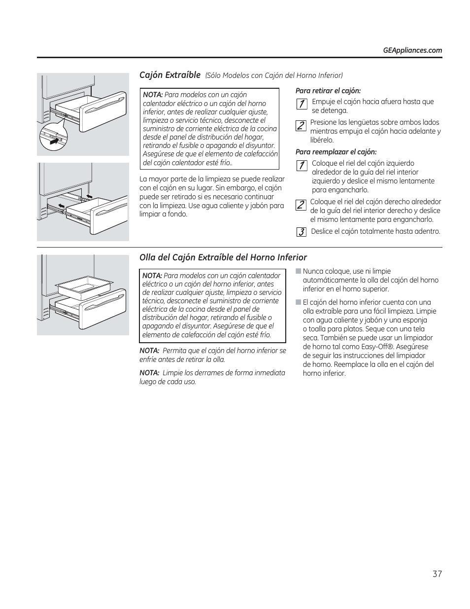 Olla del cajón extraíble del horno inferior | GE C2S985SETSS User Manual | Page 97 / 120