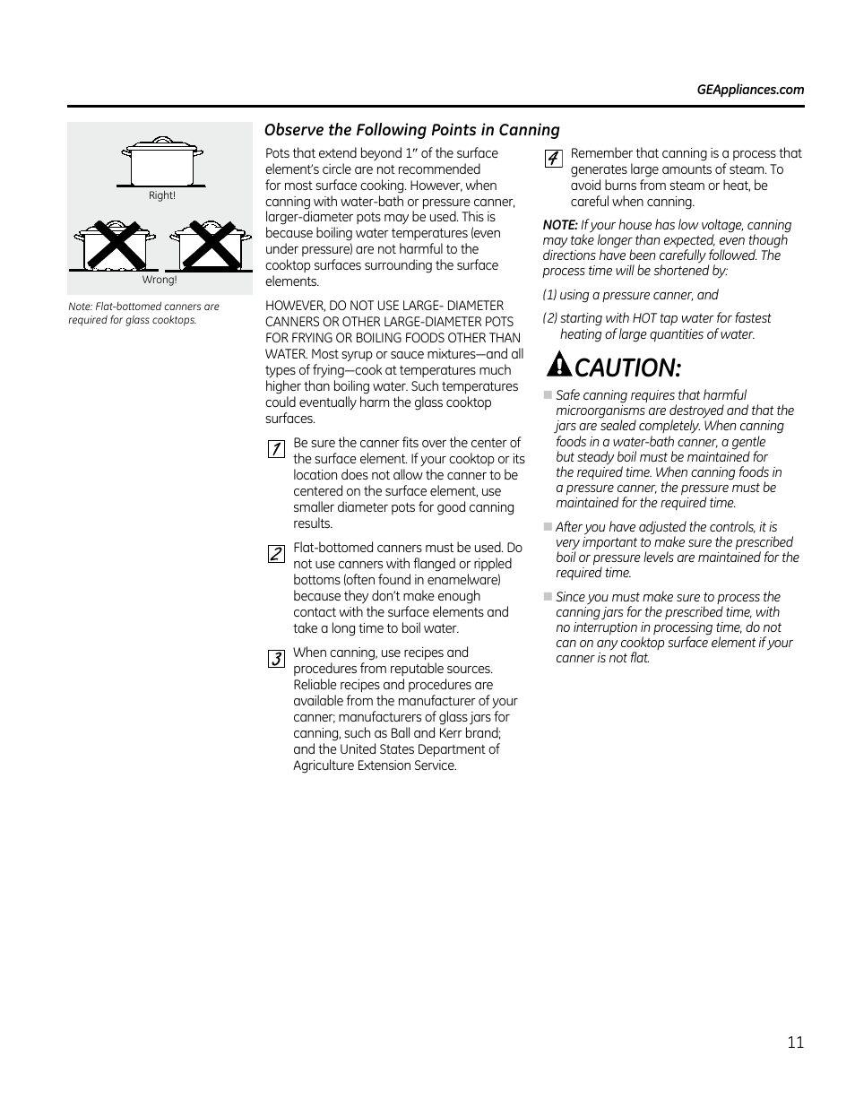 Caution | GE PP912SMSS User Manual | Page 11 / 36
