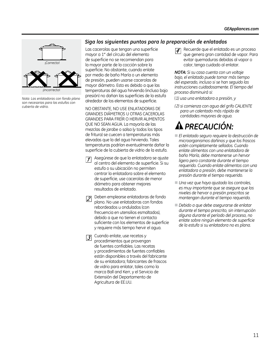 Precaución | GE PP912SMSS User Manual | Page 29 / 36