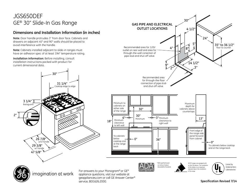 GE JGS650DEFBB User Manual | 2 pages