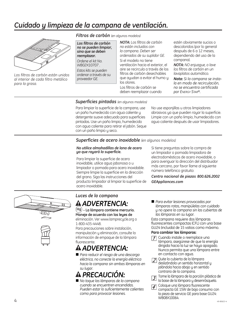 Advertencia, Precaución | GE JVE40DTBB User Manual | Page 20 / 32