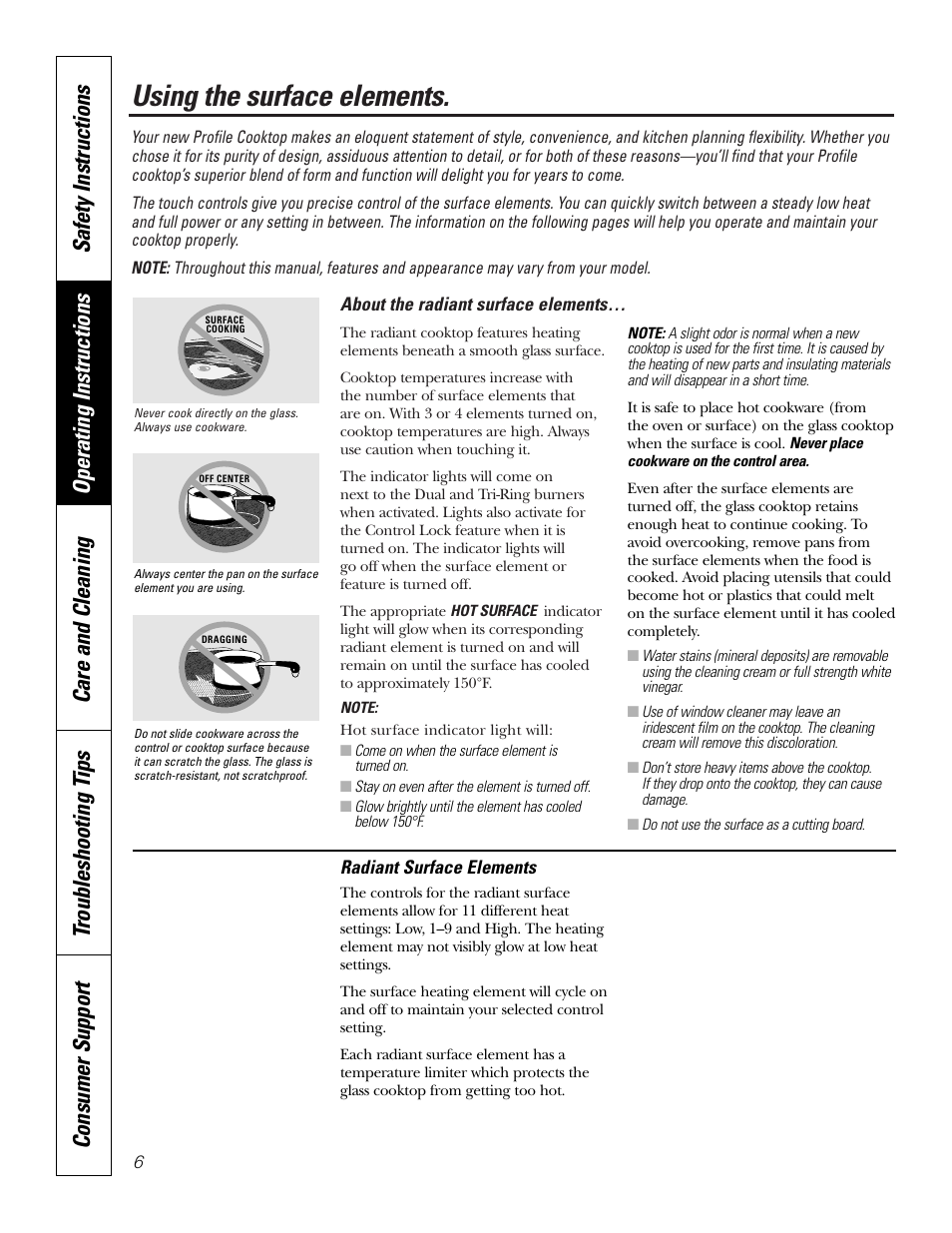 Surface elements, Surface elements –9, Using the surface elements | GE PP945SMSS User Manual | Page 6 / 40