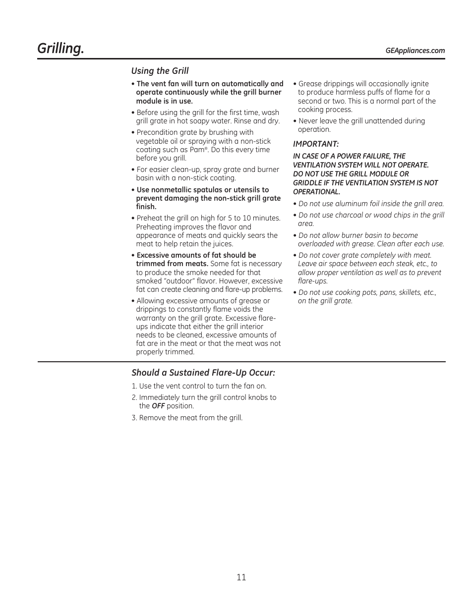 Grilling | GE PGP990SENSS User Manual | Page 11 / 80