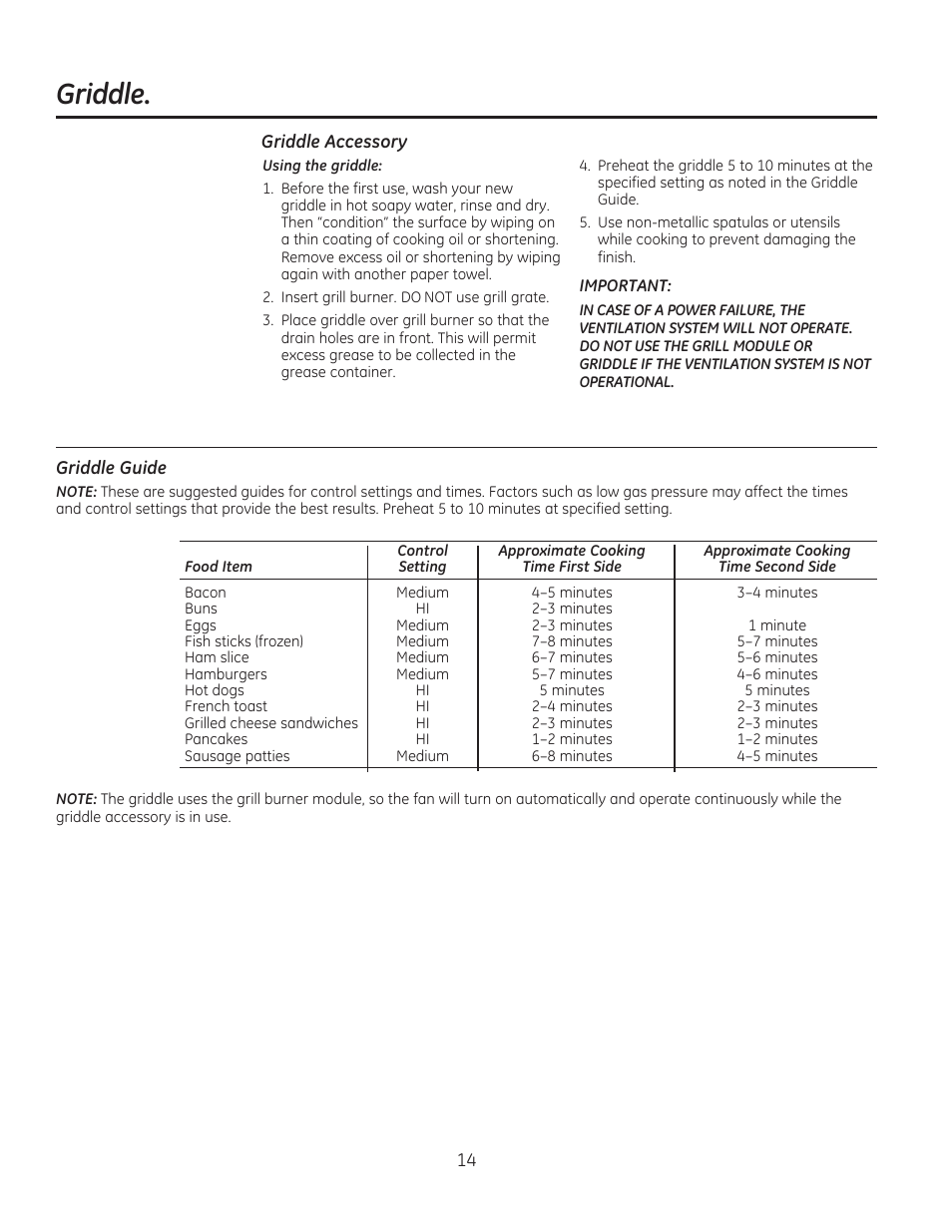 Griddle | GE PGP990SENSS User Manual | Page 14 / 80
