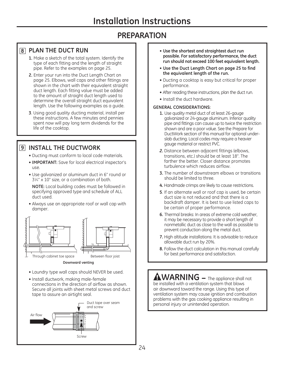 Qvwdoodwlrq,qvwuxfwlrqv | GE PGP990SENSS User Manual | Page 24 / 80