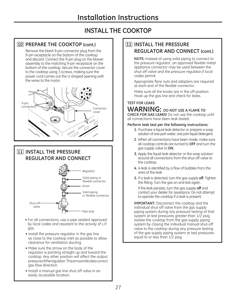 Qvwdoodwlrq,qvwuxfwlrqv | GE PGP990SENSS User Manual | Page 27 / 80