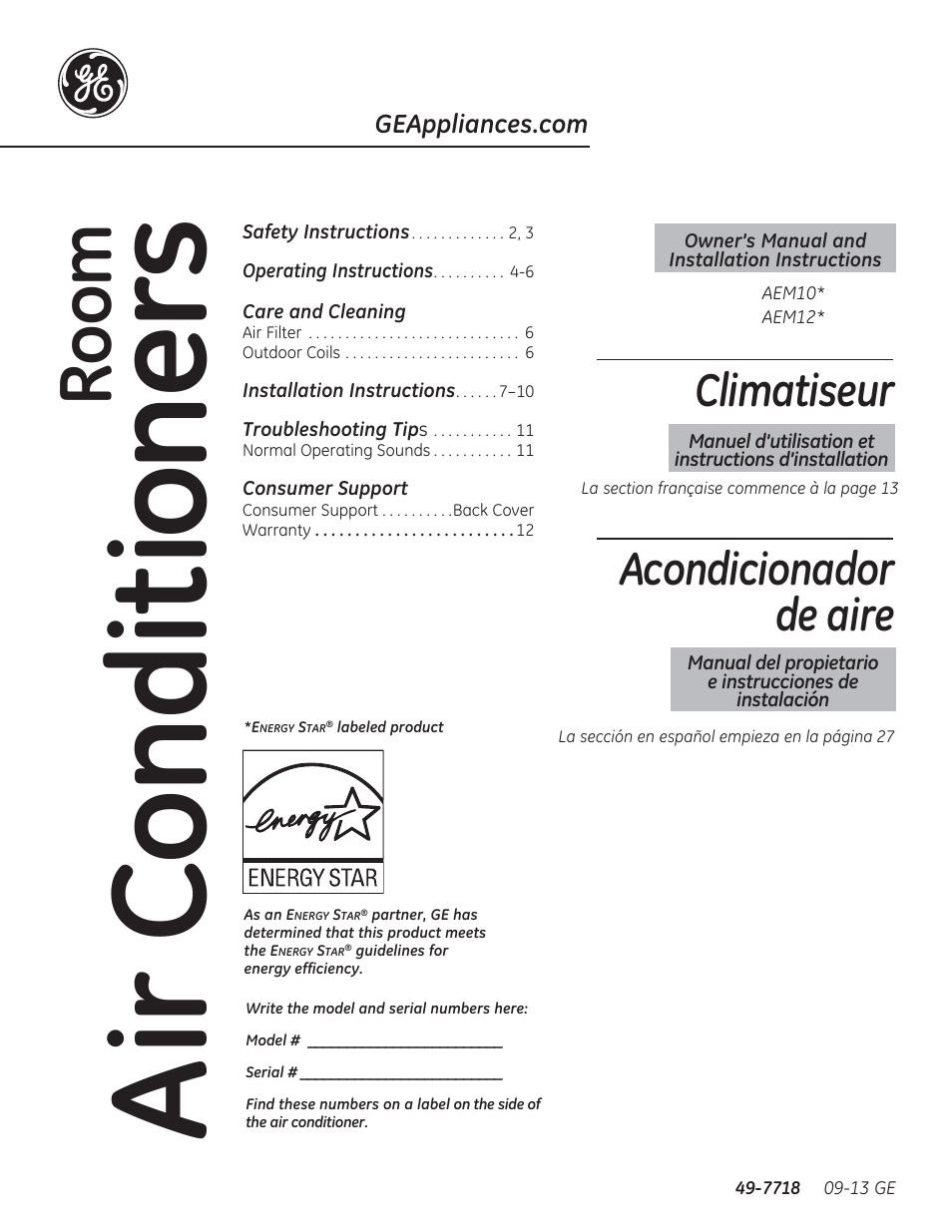 GE AEM12AS User Manual | 40 pages