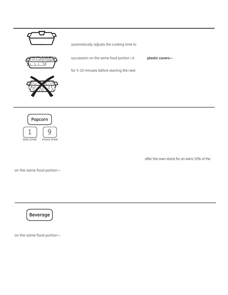 About the sensor features, Beverage | GE PEM31DFBB User Manual | Page 20 / 52