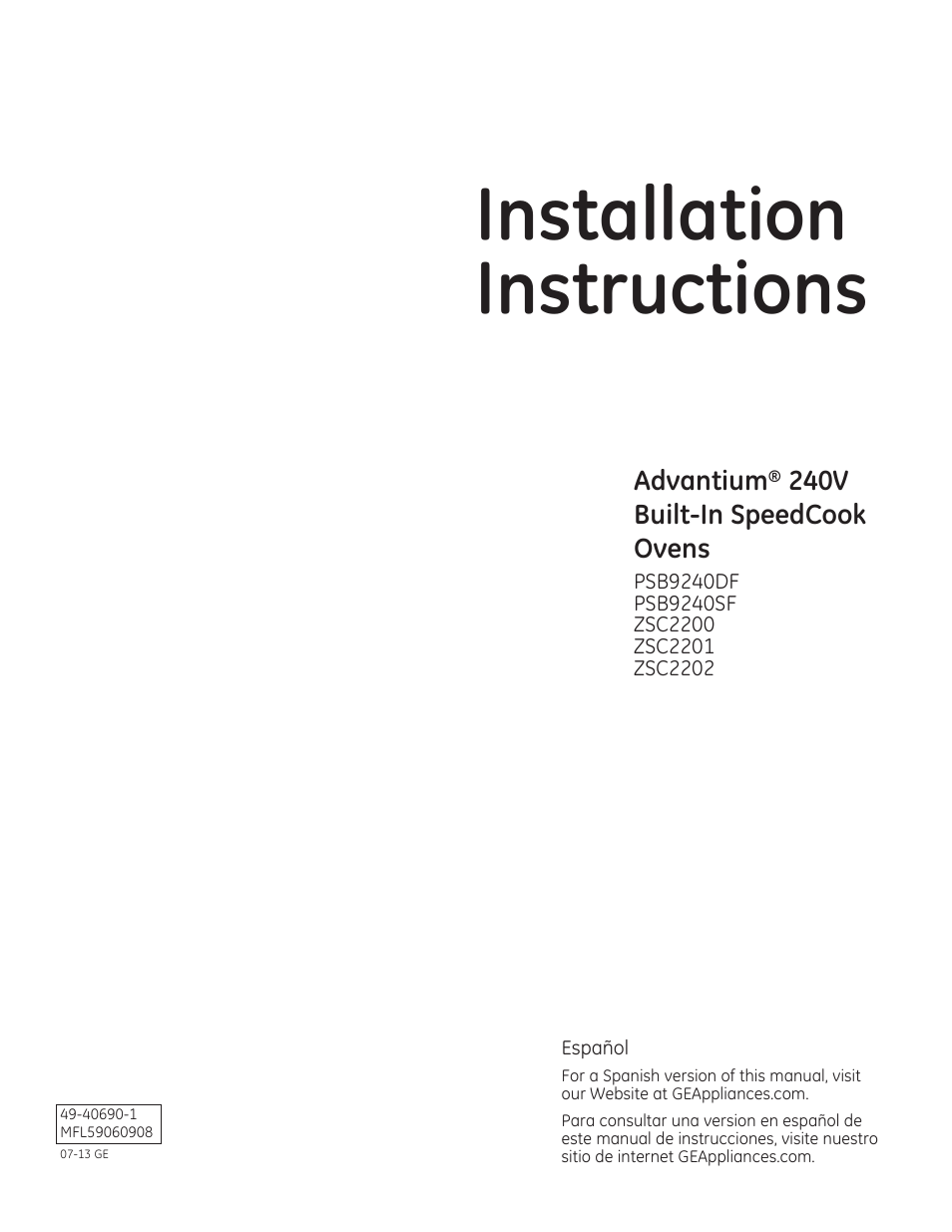 GE PSB9240SFSS User Manual | 32 pages