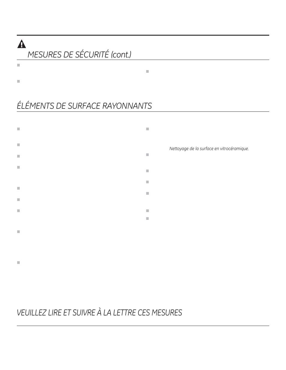 Mise en garde | GE JP256BMBB User Manual | Page 28 / 72