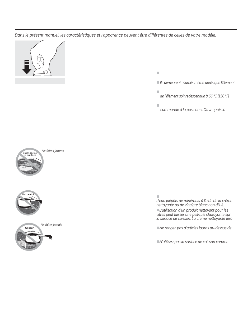 Utilisation des éléments de surface, Réglage des commandes, À propos des éléments de surface rayonnants | GE JP256BMBB User Manual | Page 30 / 72