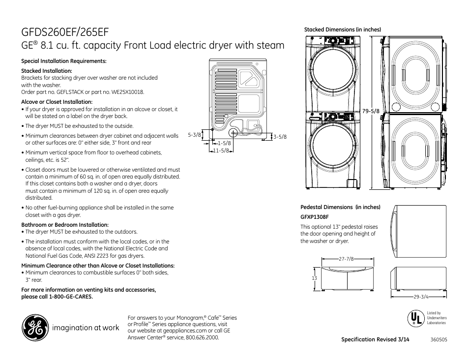 GE GFDS265EFMC User Manual | Page 2 / 4