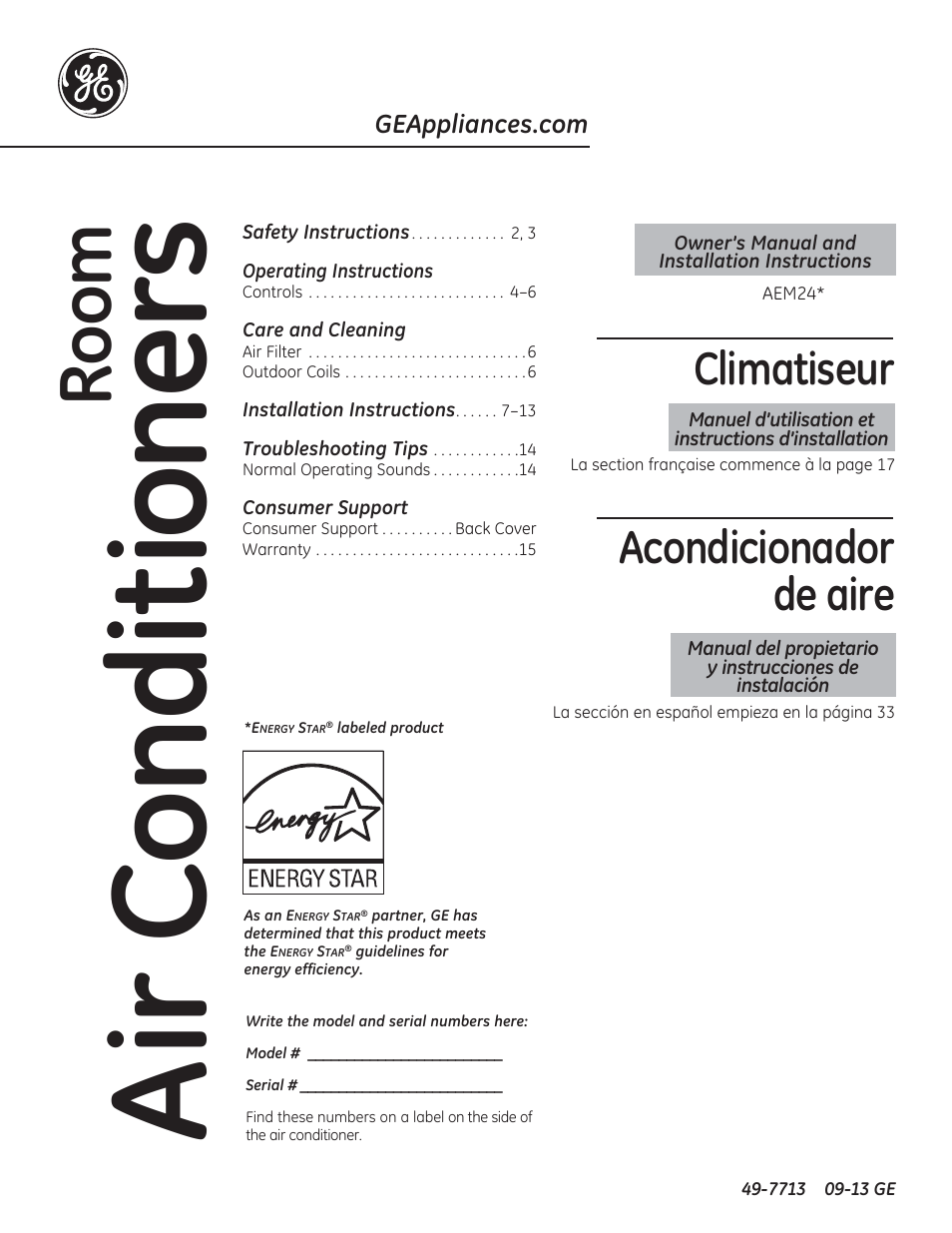 GE AEM24DS User Manual | 52 pages