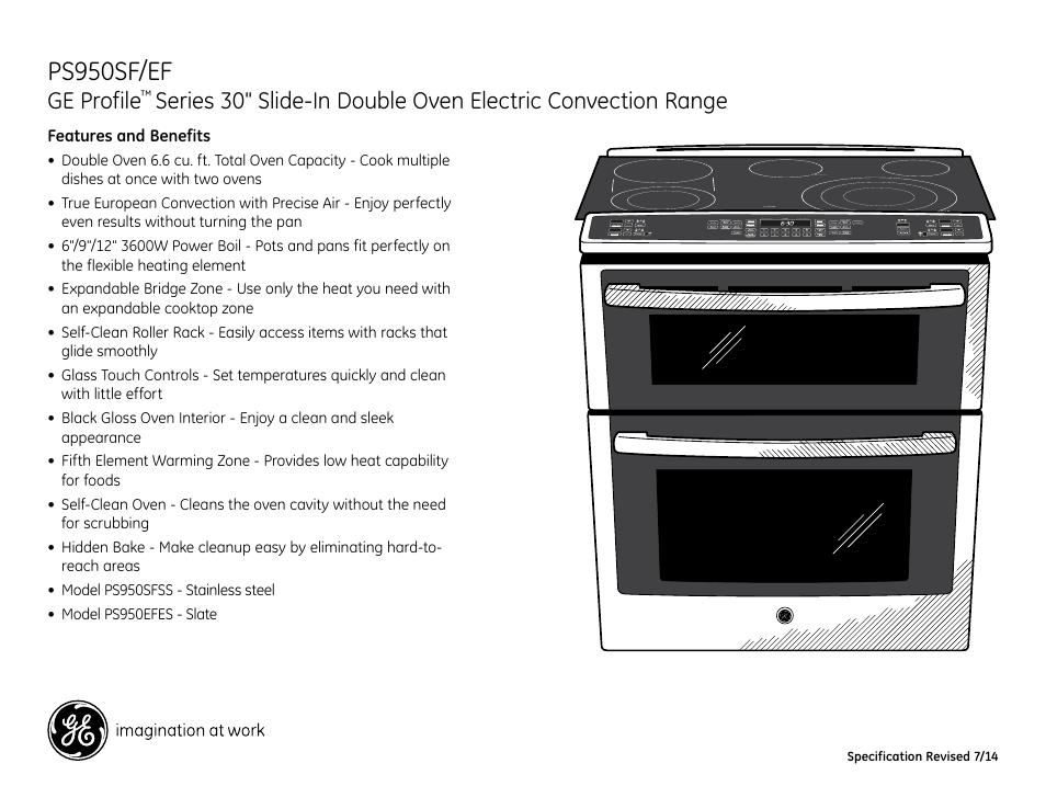 Ps950sf/ef, Ge profile, Ps950sf | GE PS950SFSS User Manual | Page 2 / 2