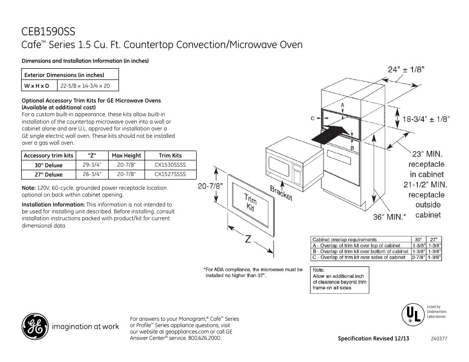 GE CEB1590SSSS User Manual | 2 pages