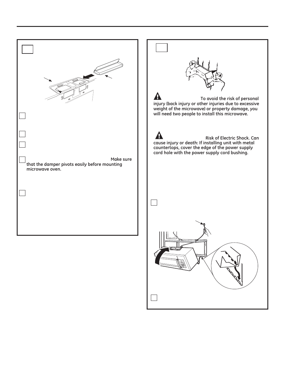 Installation instructions, Caution, Warning | Mount the microwave oven b5, Assemble and install adaptor b4 | GE JVM3160DFWW User Manual | Page 19 / 52