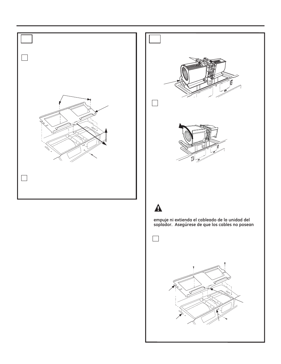 Instrucciones de instalación, Advertencia, Ajuste el motor del calentador a3 | Ajuste el motor del calentador (cont.) a3 | GE JVM3160DFWW User Manual | Page 40 / 52