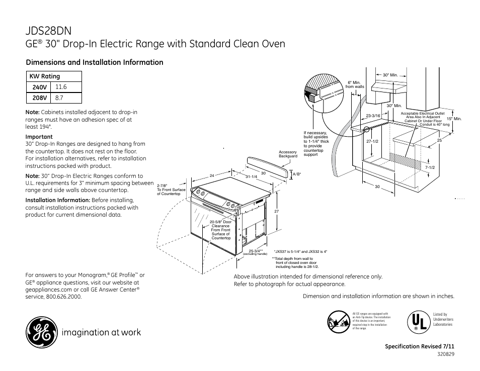 GE JDS28DNWW User Manual | 2 pages